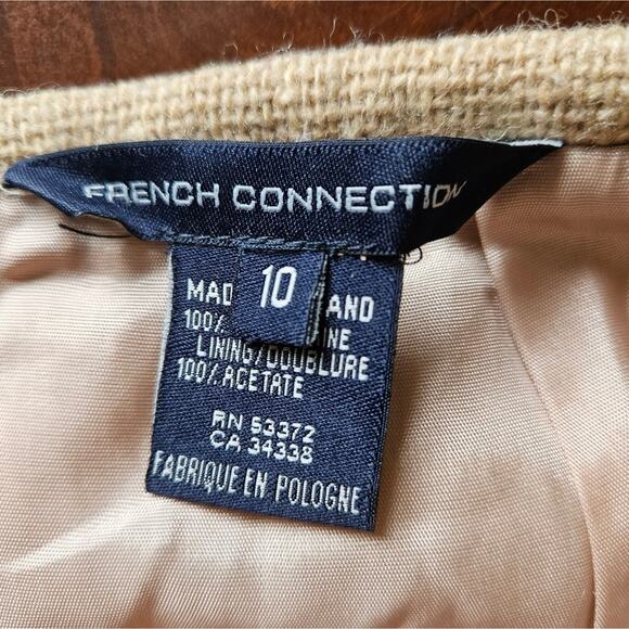 French Connection Wool Tan Eyelash Colorblock Two-Toned Lined Midi Skirt 10 - Picture 8 of 9